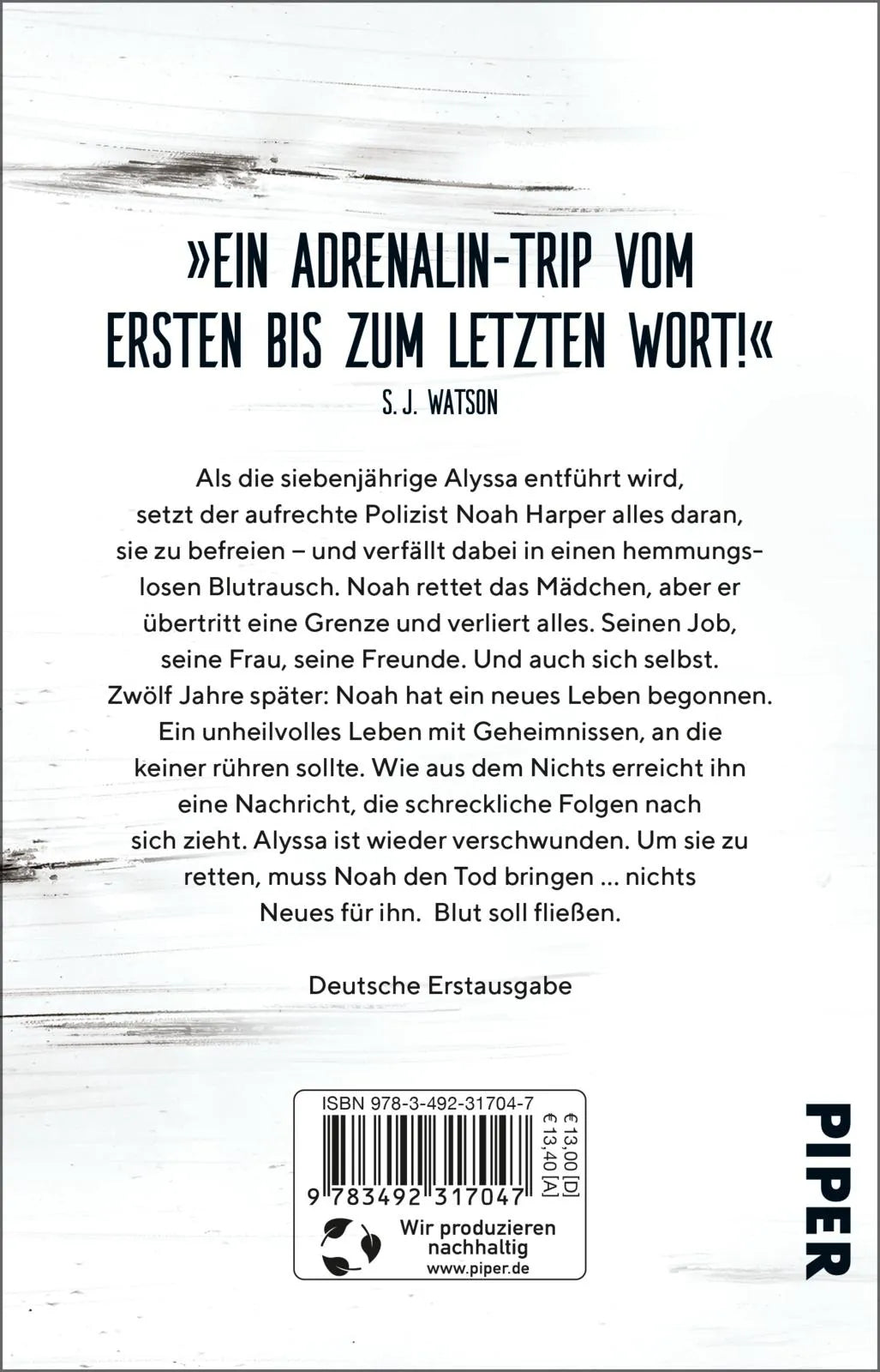 Buchrückseite von 'Blutbringer' mit Klappentext - Taschenbuch