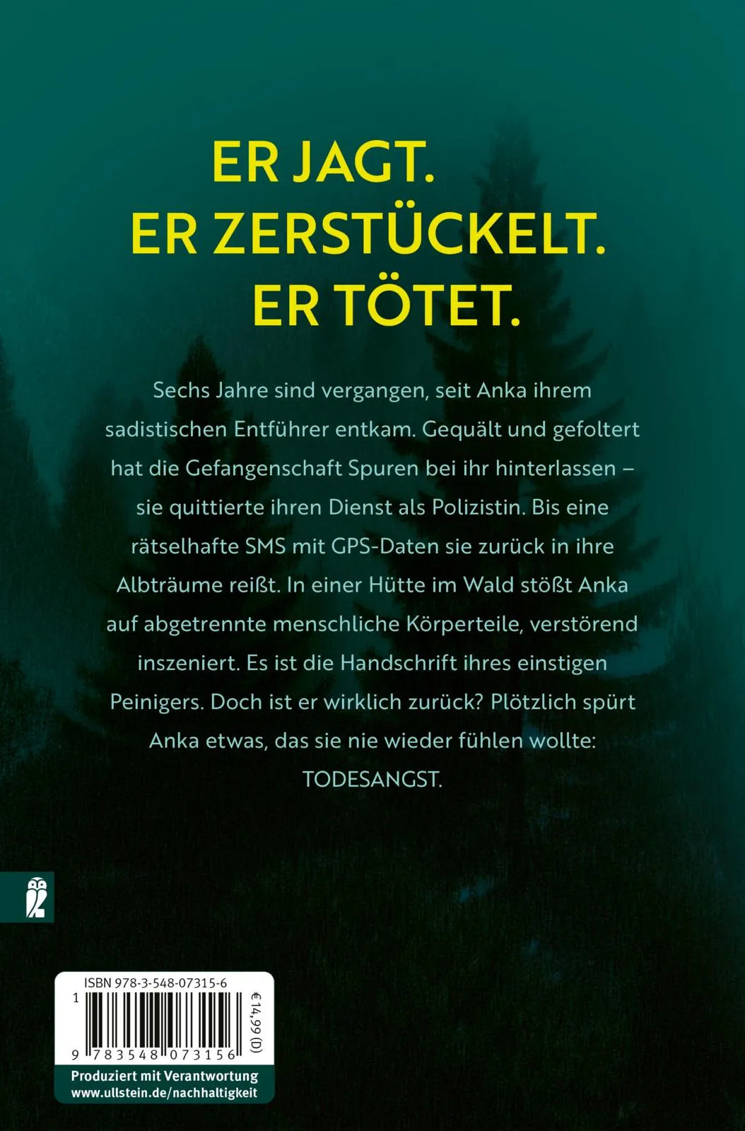 Buchrückseite von 'Blutwild' mit Klappentext - Paperback