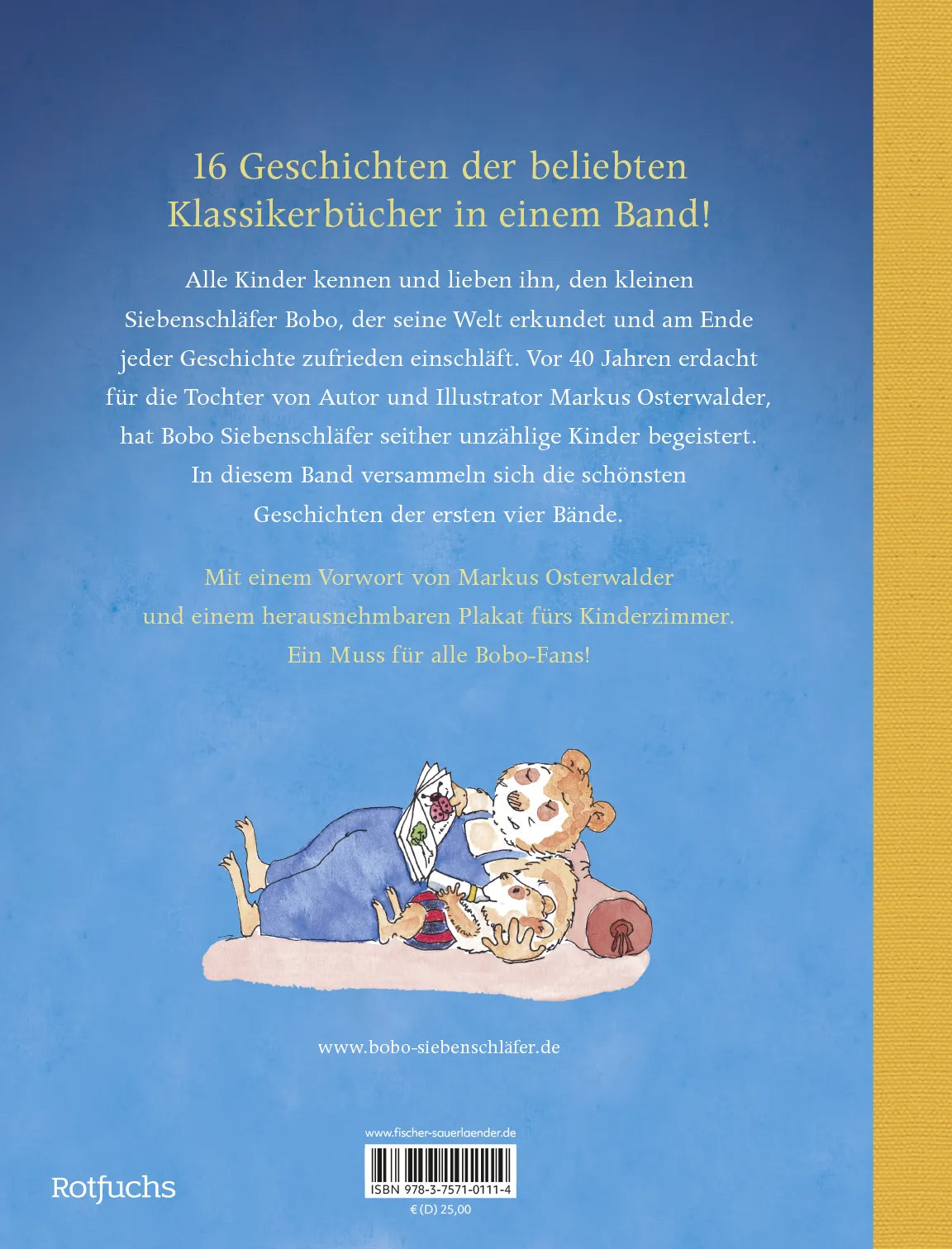 Buchrückseite von 'Bobo Siebenschläfer: Die schönsten Klassiker' mit Klappentext - Gebundene Ausgabe