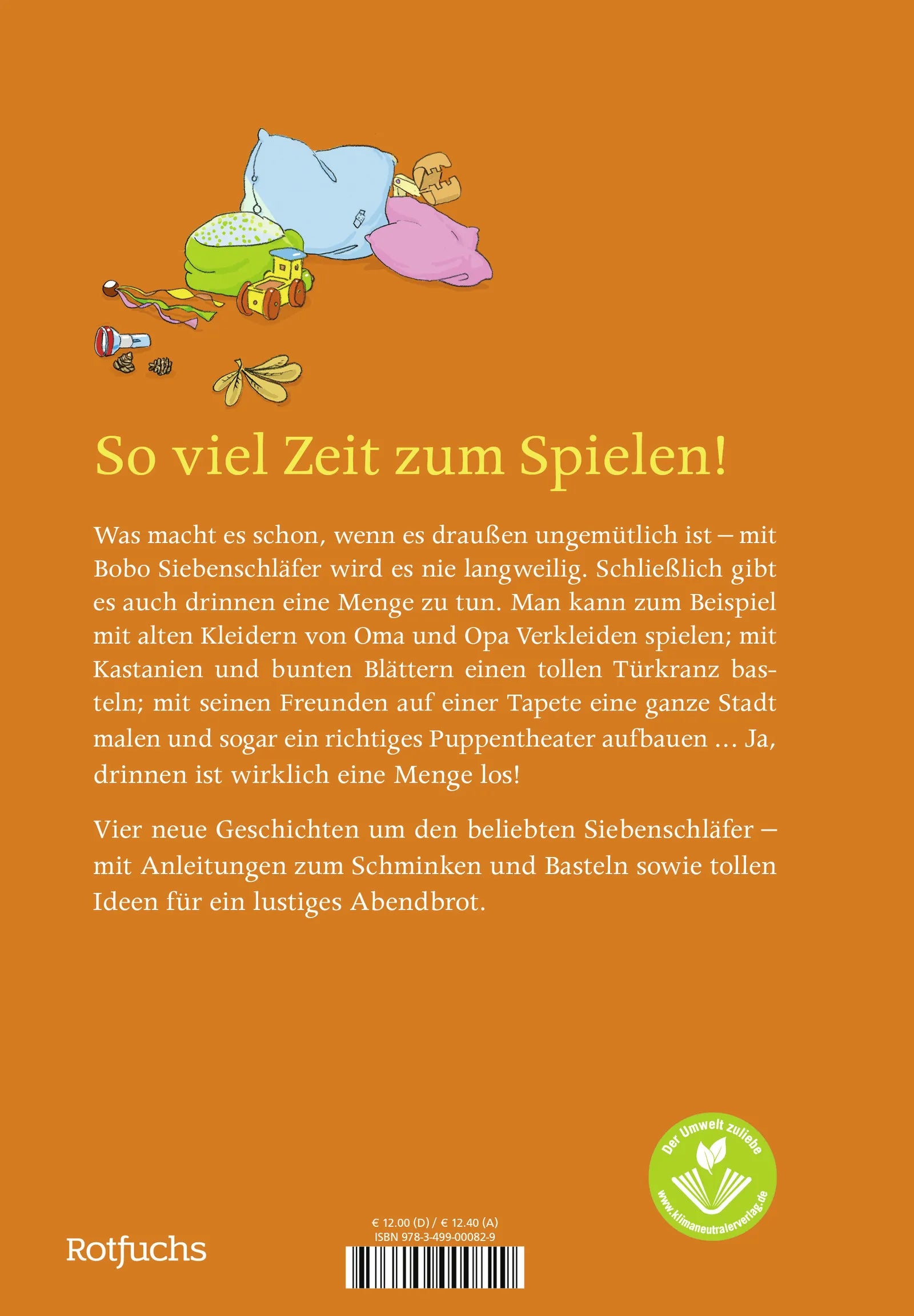 Buchrückseite von 'Bobo Siebenschläfer: Drinnen ist was los!' mit Klappentext - Gebundene Ausgabe