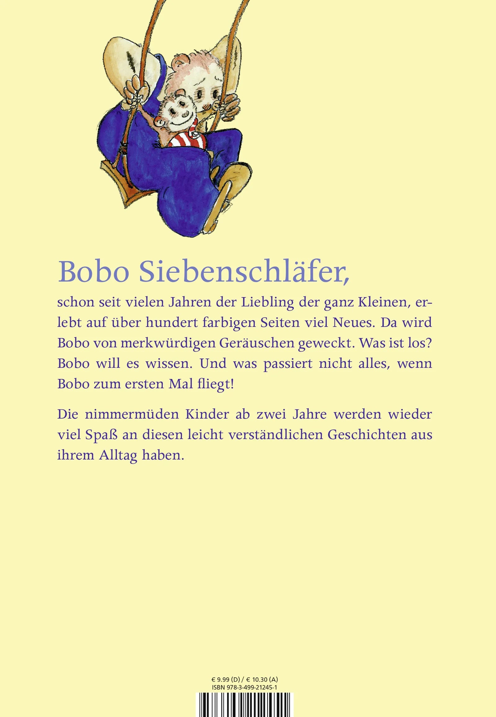 Buchrückseite von 'Bobo Siebenschläfer ist wieder da' mit Klappentext - Gebundene Ausgabe