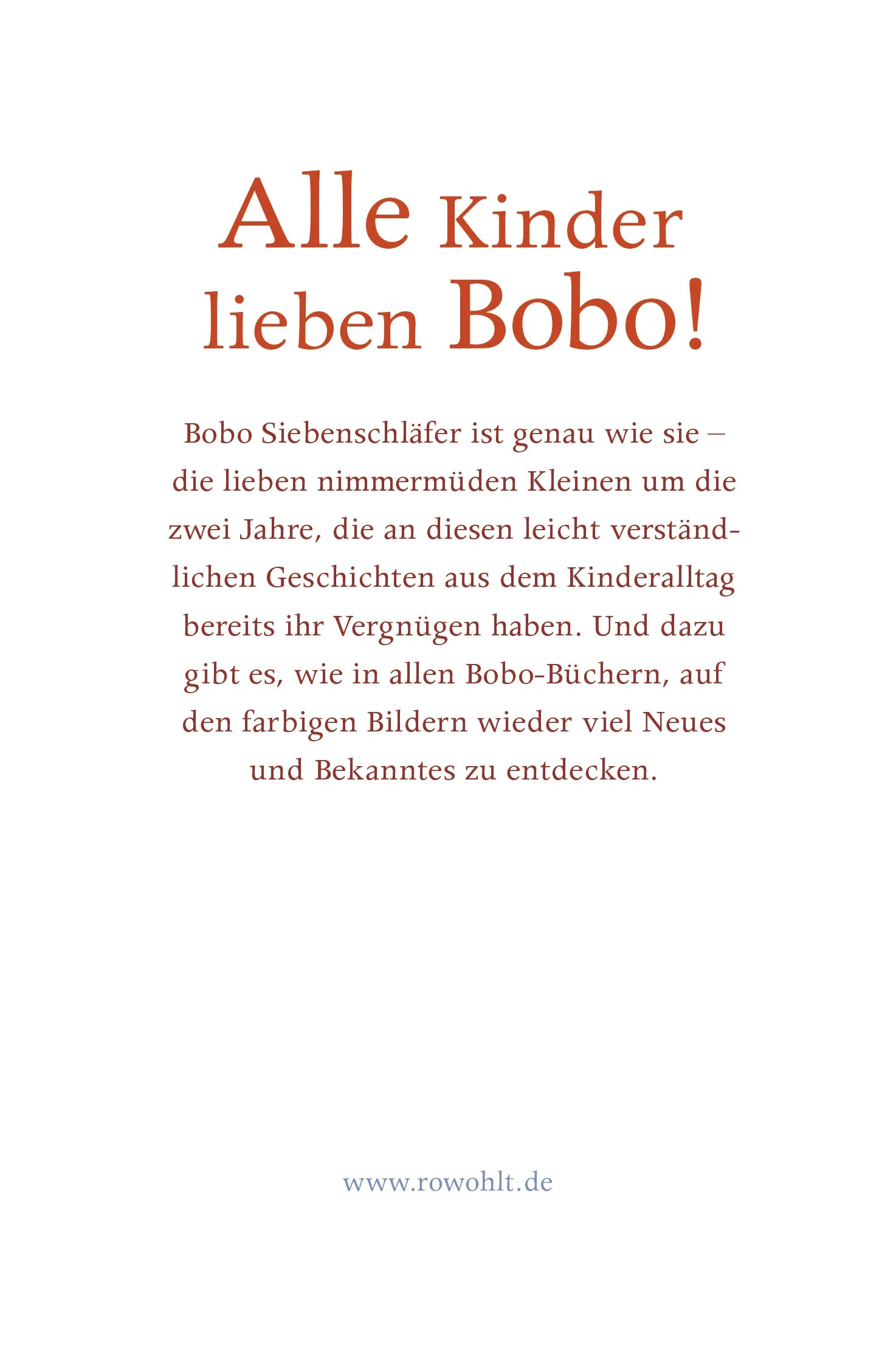 Buchrückseite von 'Bobo Siebenschläfer macht munter weiter' mit Klappentext - Taschenbuch