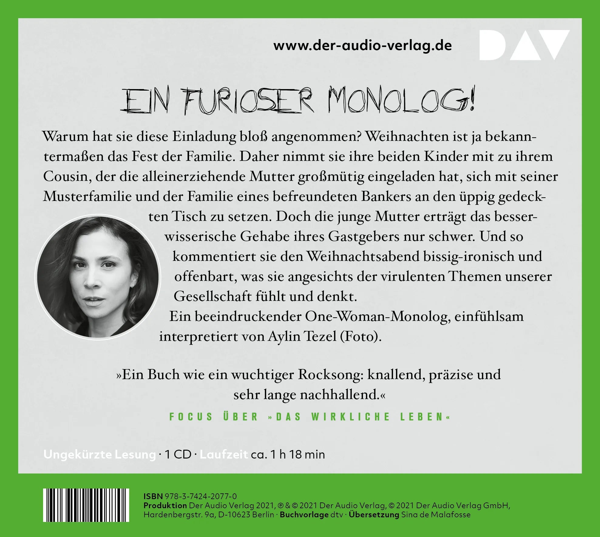 Buchrückseite von 'Bonobo Moussaka' mit Klappentext - Hörbuch (CD)