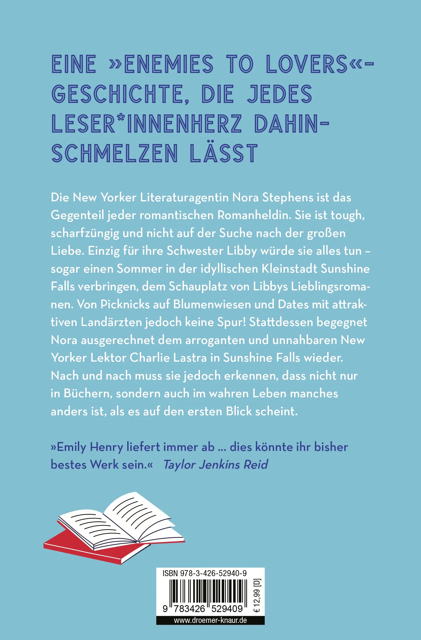 Buchrückseite von 'Book Lovers - Die Liebe steckt zwischen den Zeilen' mit Klappentext - Taschenbuch