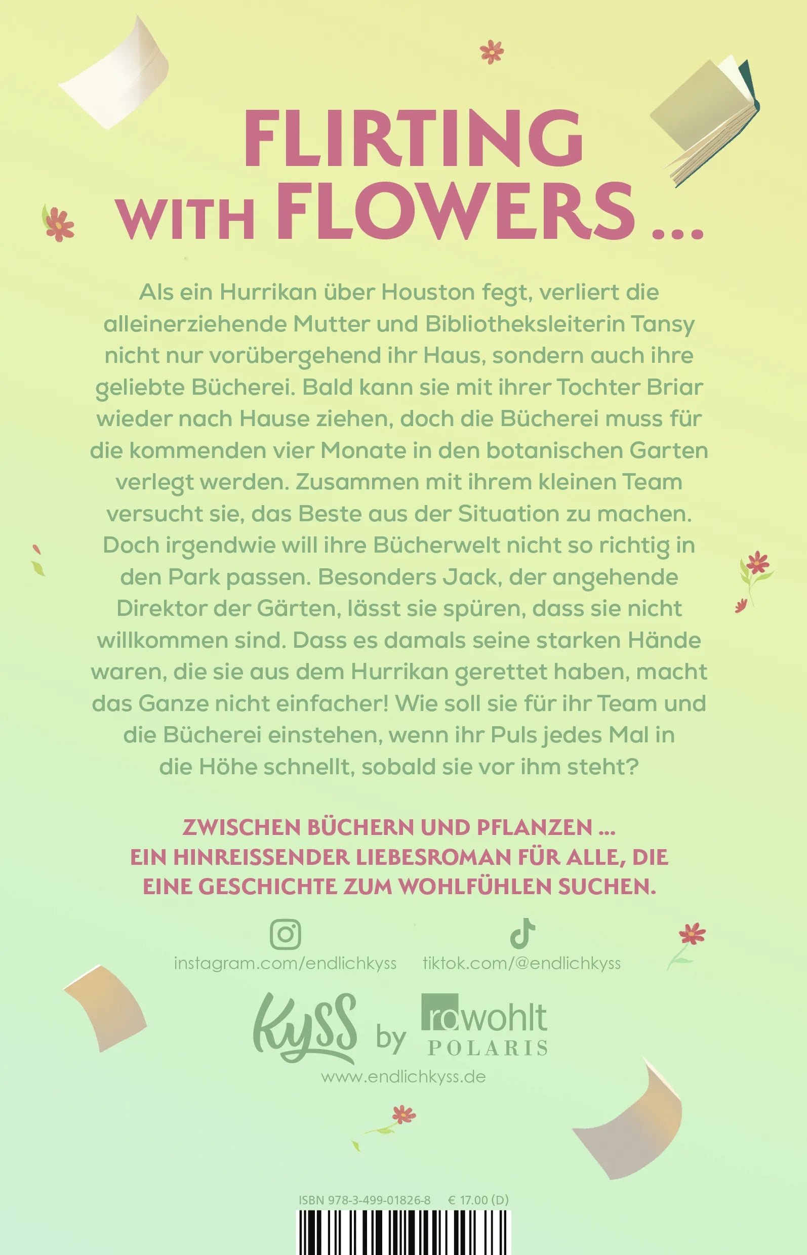 Buchrückseite von 'Botanic Hearts' mit Klappentext - Paperback