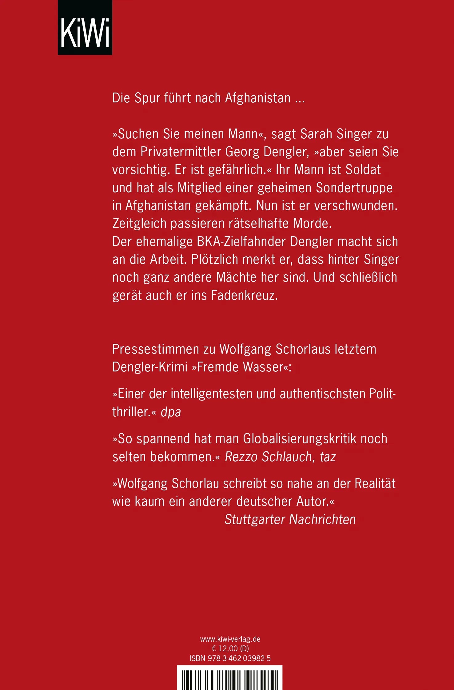Buchrückseite von 'Brennende Kälte' mit Klappentext - Taschenbuch