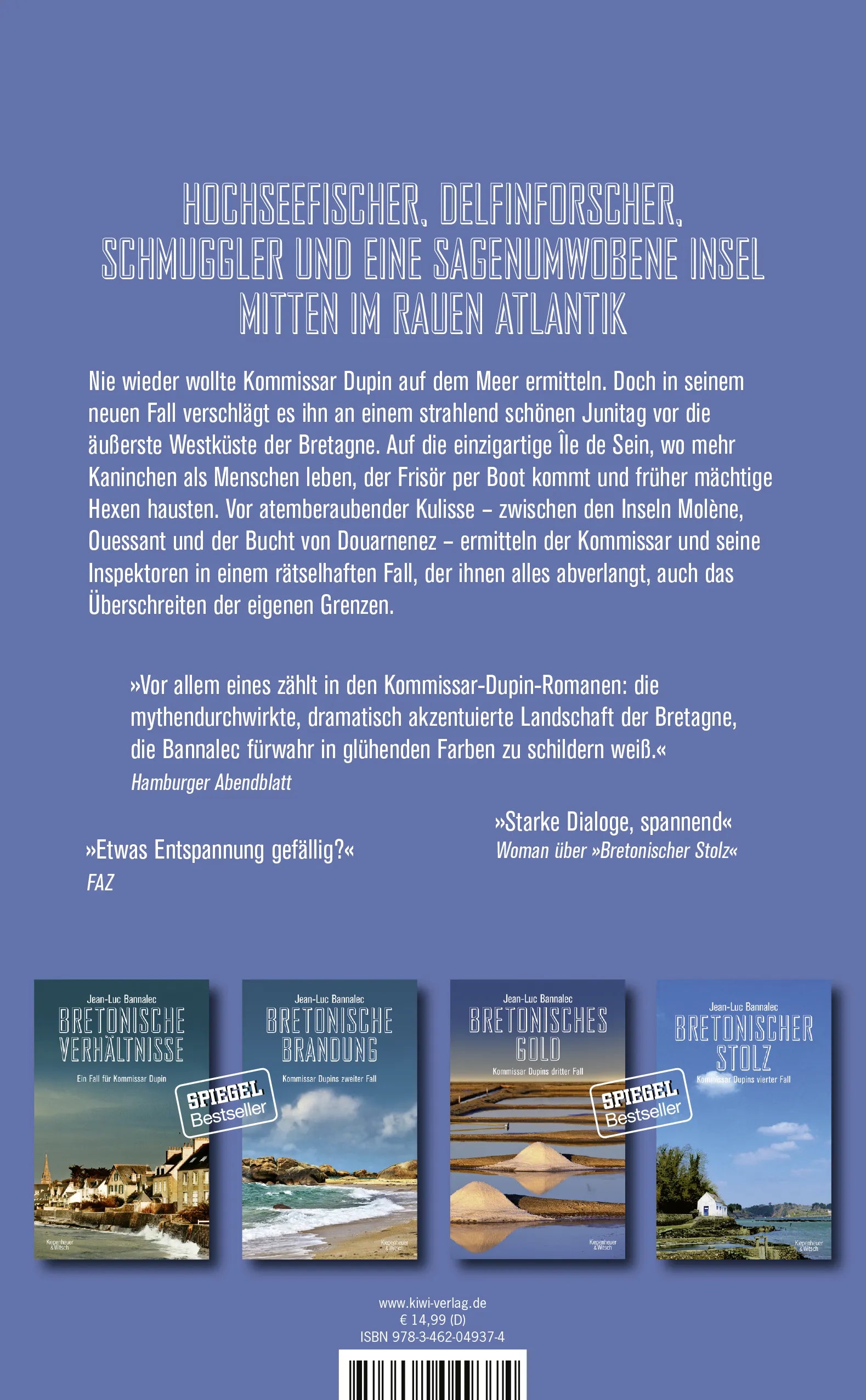 Buchrückseite von 'Bretonische Flut' mit Klappentext - Paperback