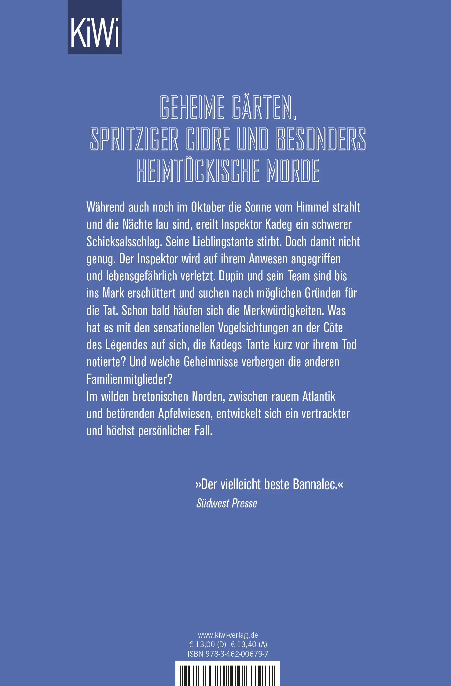 Buchrückseite von 'Bretonische Nächte' mit Klappentext - Taschenbuch