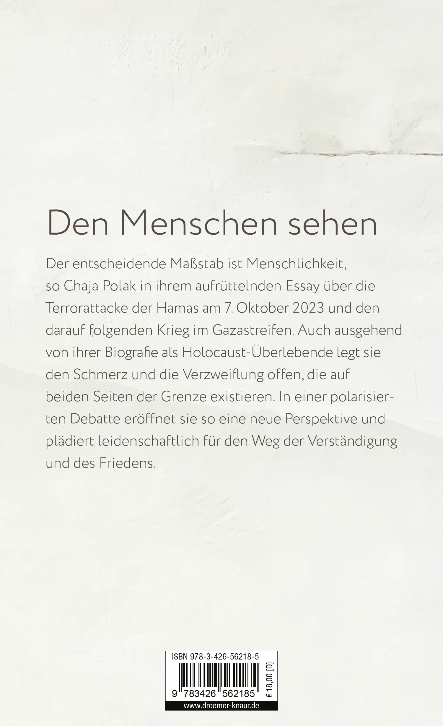 Buchrückseite von 'Brief in der Nacht' mit Klappentext - Gebundene Ausgabe