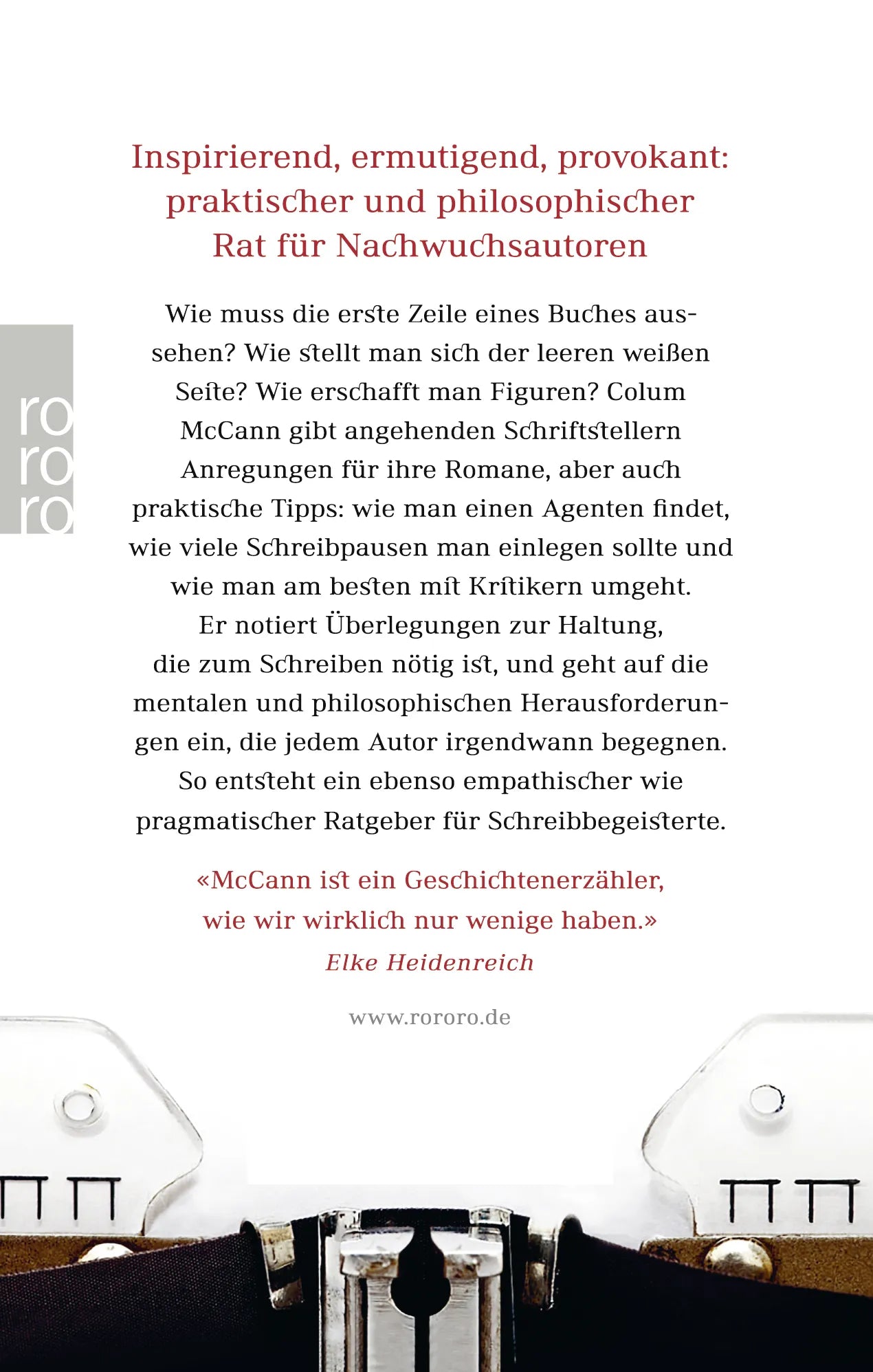 Buchrückseite von 'Briefe an junge Autoren' mit Klappentext - Gebundene Ausgabe