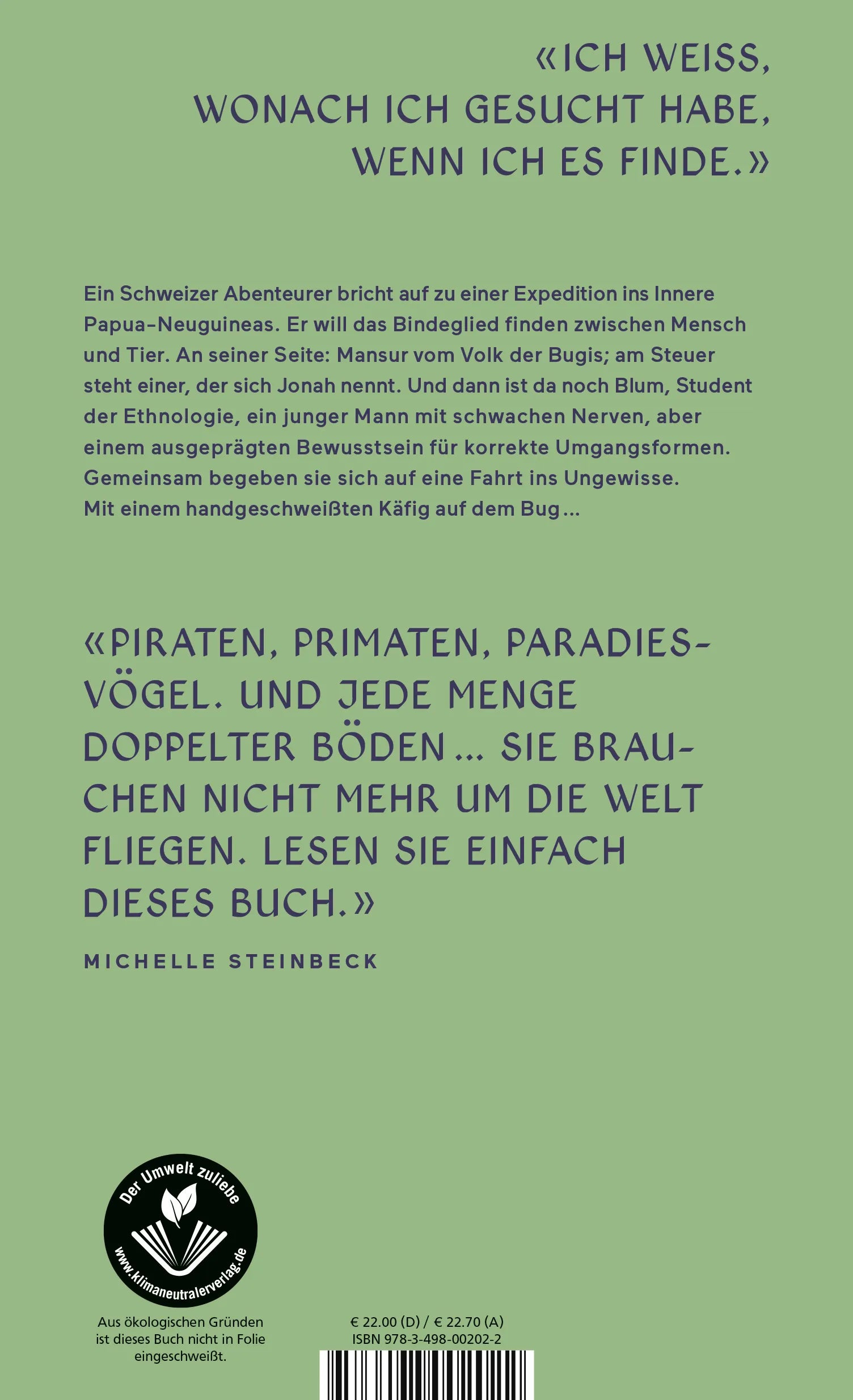 Buchrückseite von 'Buch der geträumten Inseln' mit Klappentext - Gebundene Ausgabe