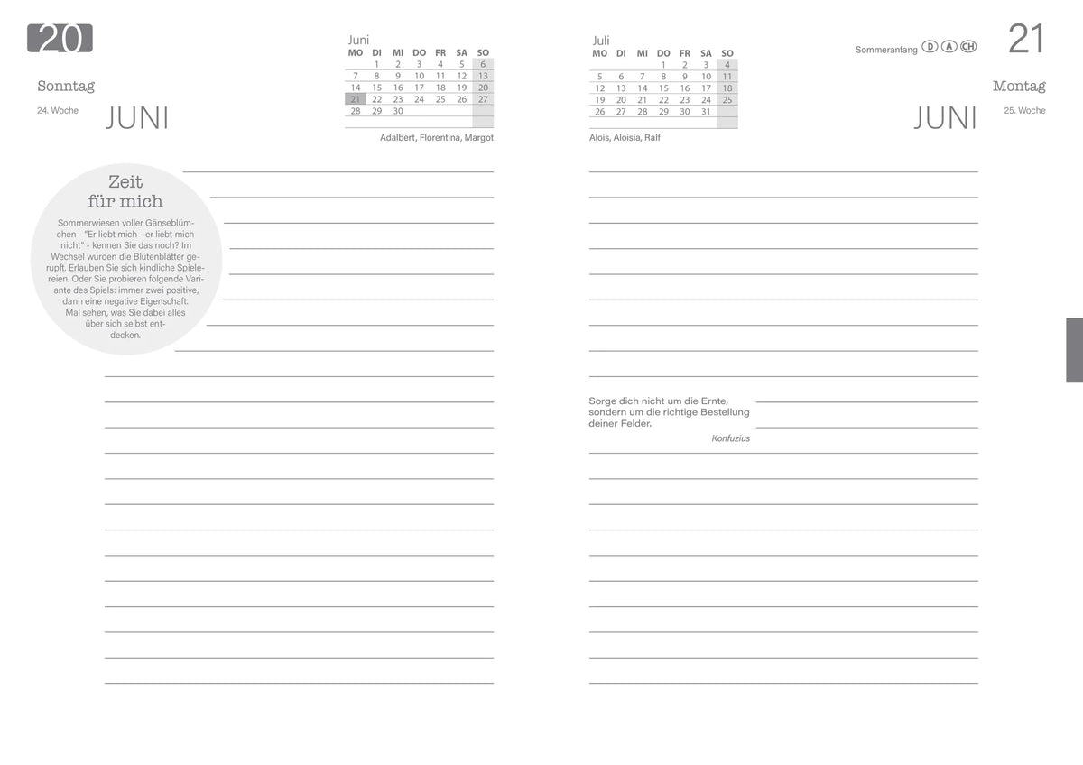 Buchkalender A5 2027 Schwarz - Je Tag eine Seite - 21 x 15 cm – Ansicht