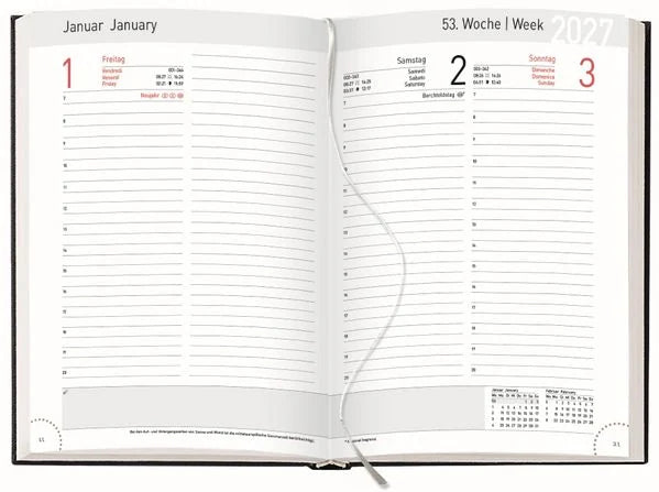 Buchkalender Chef-Timer Balaton burgund 2027 – Ansicht