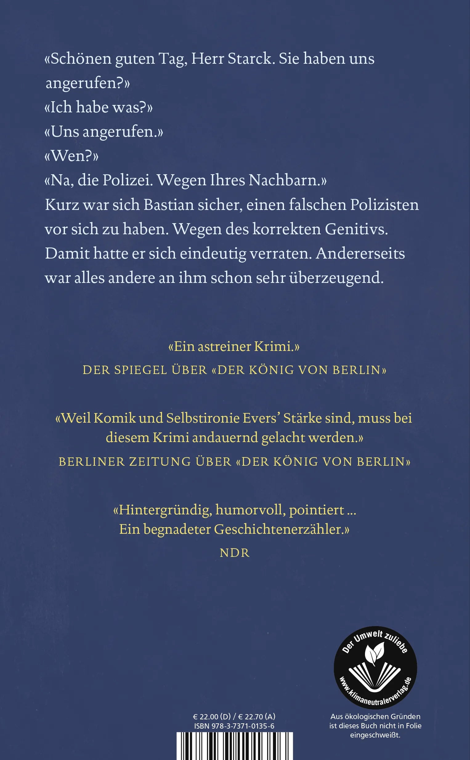 Buchrückseite von 'Bumm!' mit Klappentext - Gebundene Ausgabe