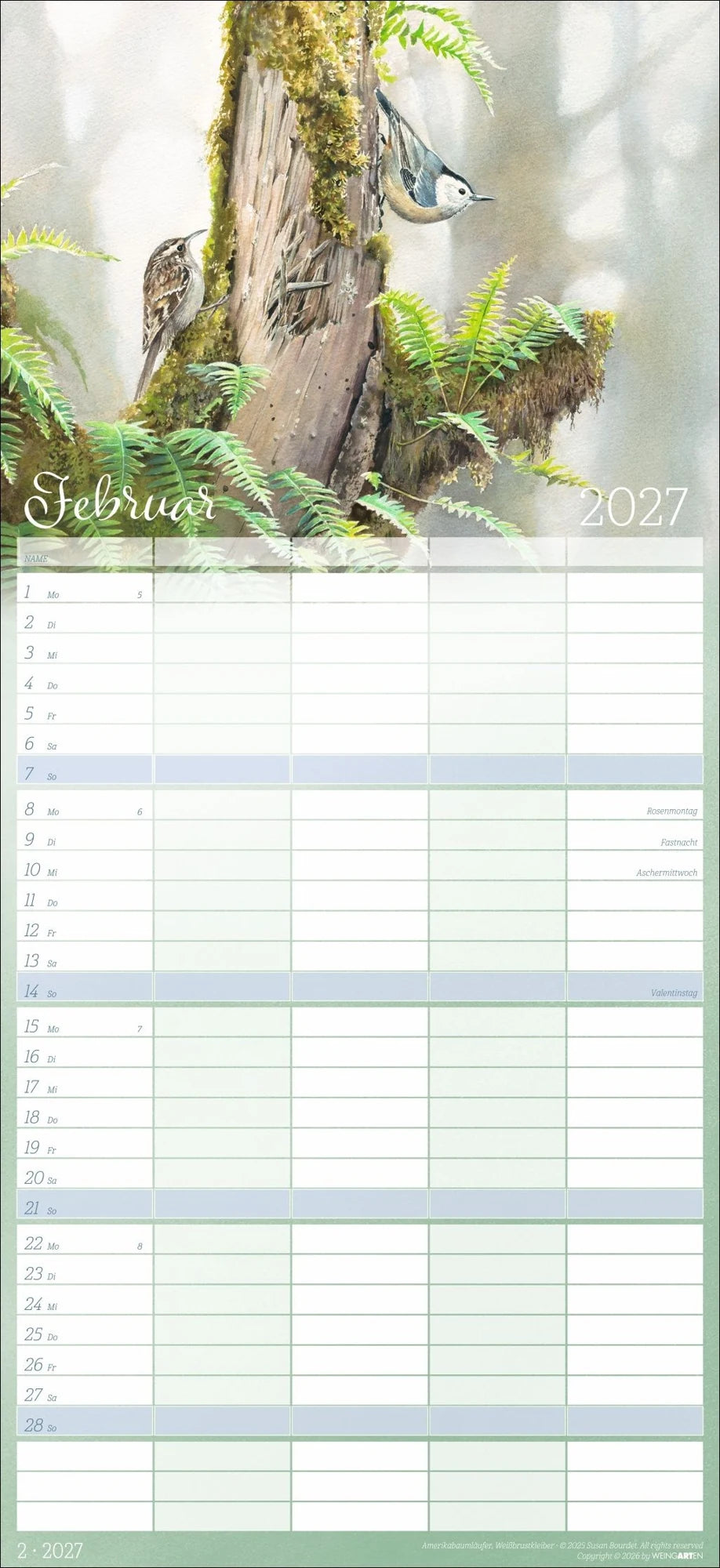 Bunte Vogelwelt Familienplaner 2027 – Ansicht