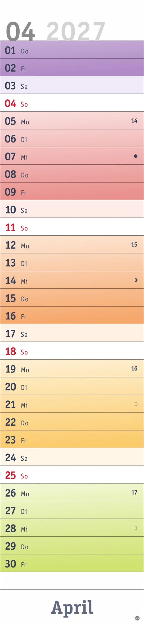 Bunte Wochen Langplaner XL 2027 – Ansicht