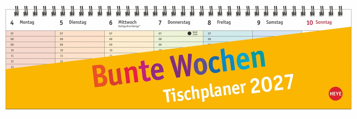 Tischkalender: Bunte Wochen Wochenquerplaner 2027