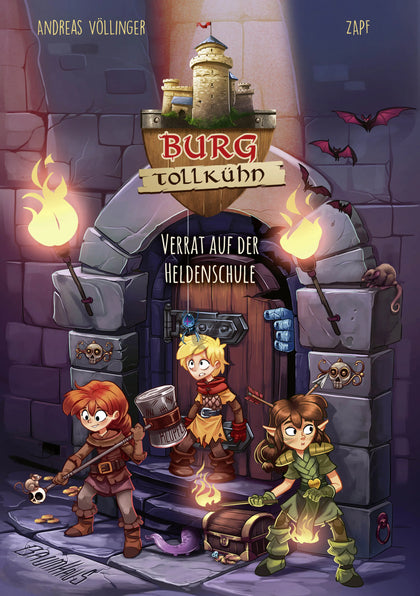 Buchcover von 'Burg Tollkühn - Verrat auf der Heldenschule' - Gebundene Ausgabe von Andreas Völlinger
