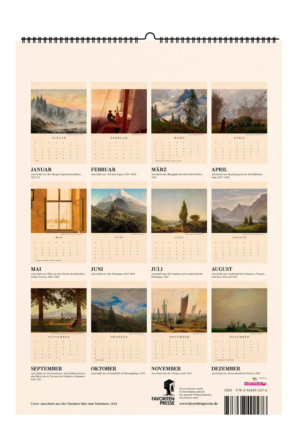 Caspar David Friedrich. Wandkalender 2027 – Ansicht
