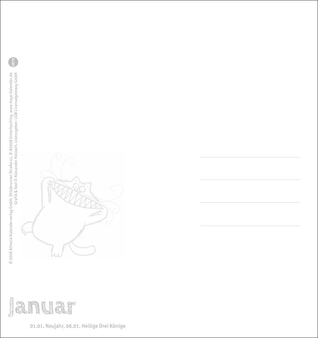 Catzz Postkartenkalender 2027 – Ansicht