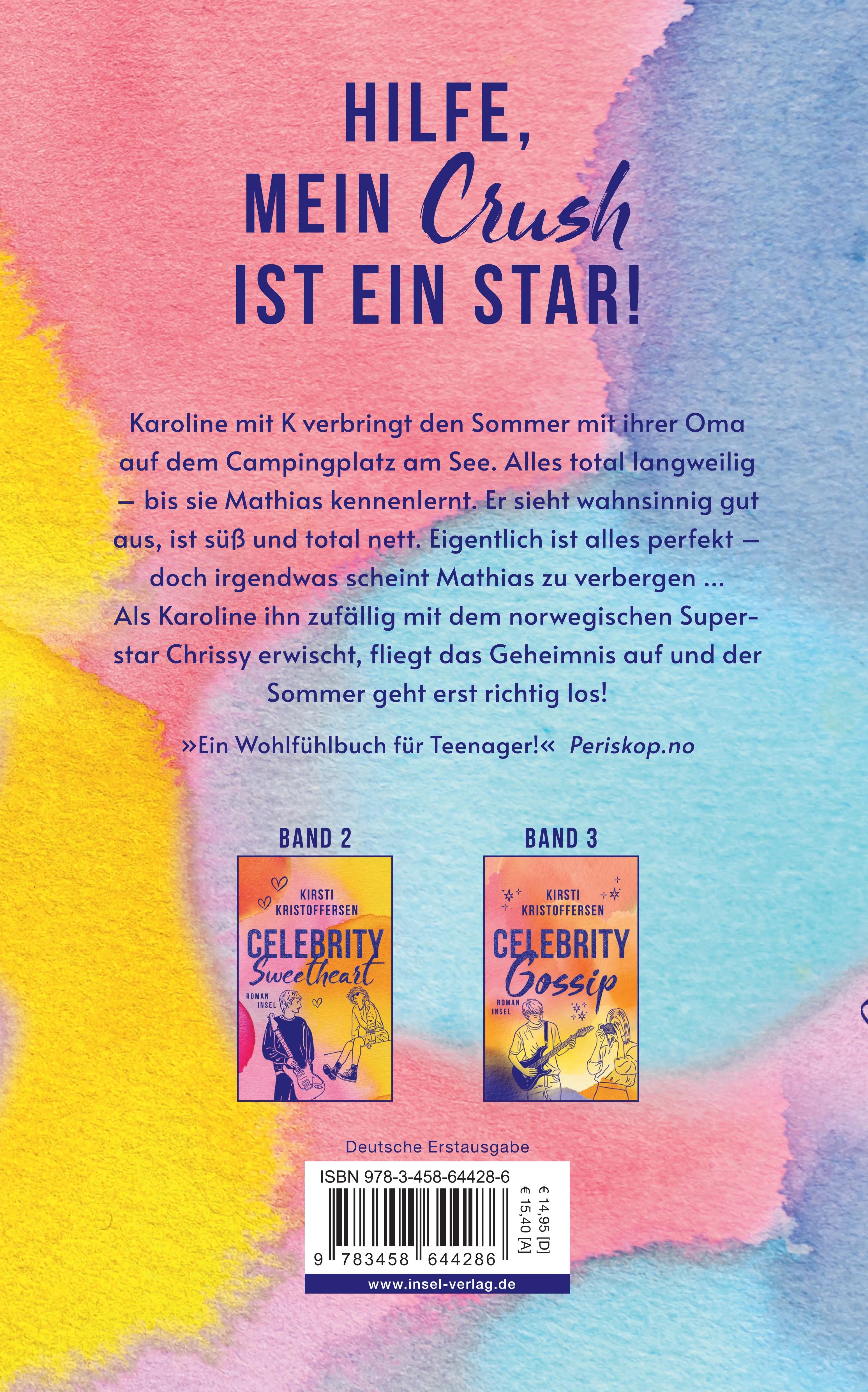 Buchrückseite von 'Celebrity Crush 1' mit Klappentext - Paperback