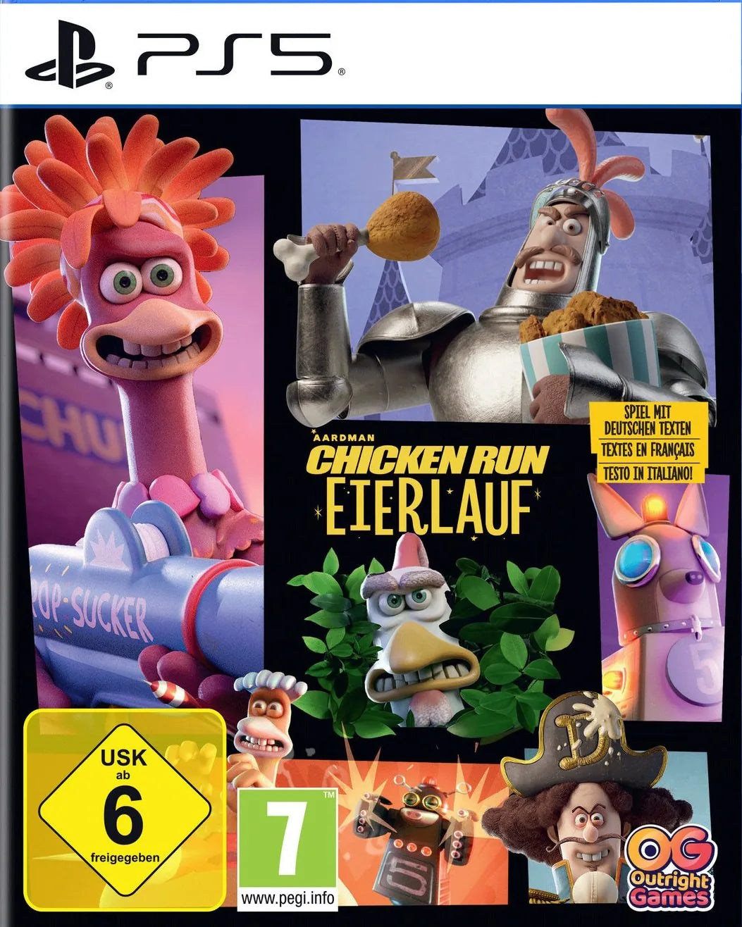 Cover: Chicken Run - Eierlauf für Playstation 5. Publisher: Bandai Namco Entertainment Germany
