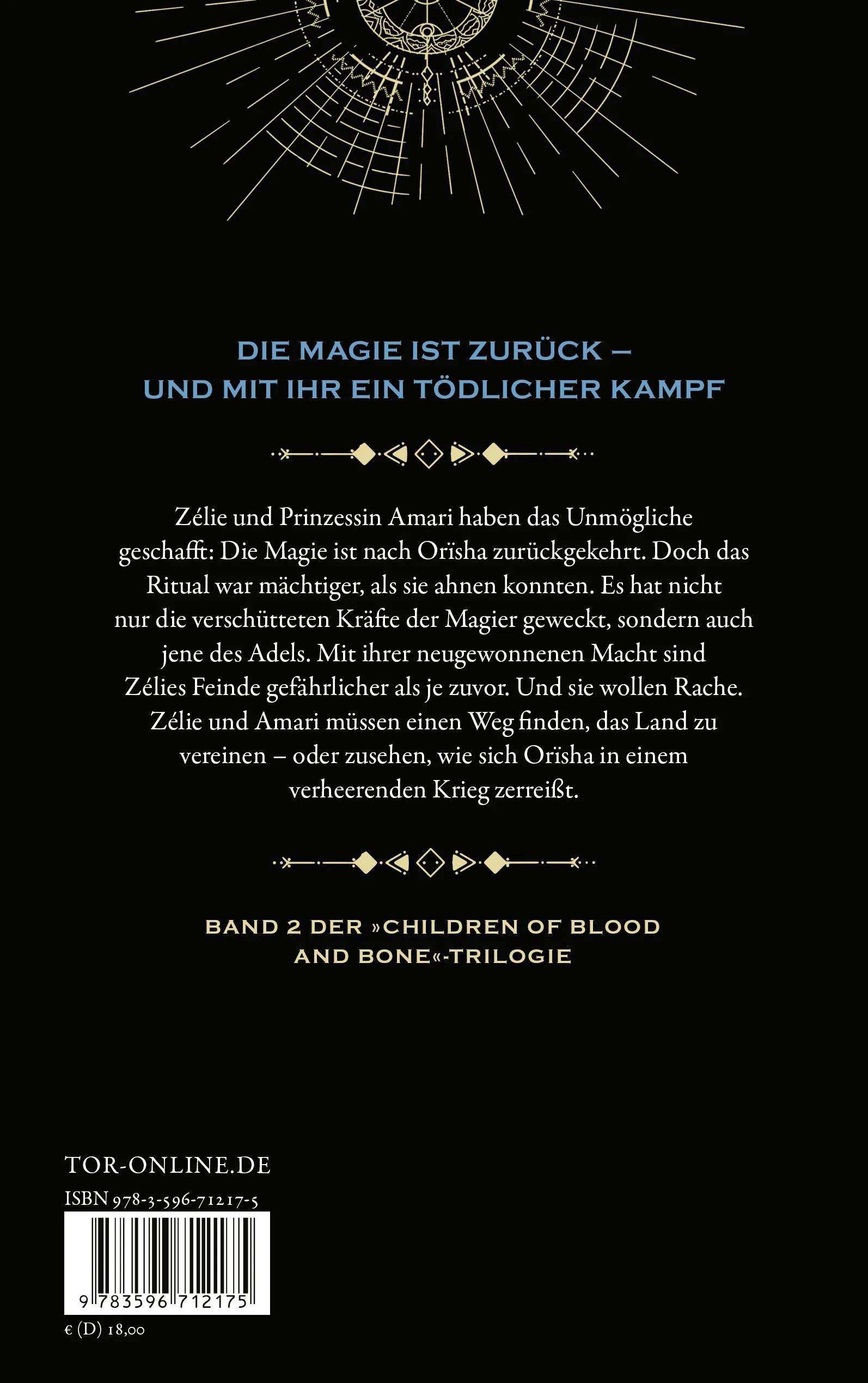 Buchrückseite von 'Children of Virtue and Vengeance' mit Klappentext - Paperback
