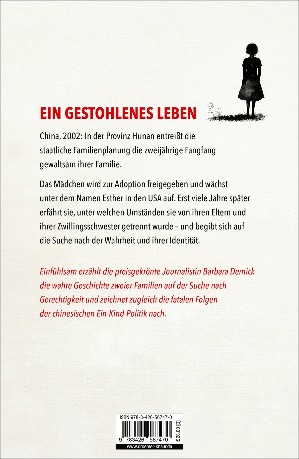 Rückseite: Chinas entführte Töchter (Hardcover)