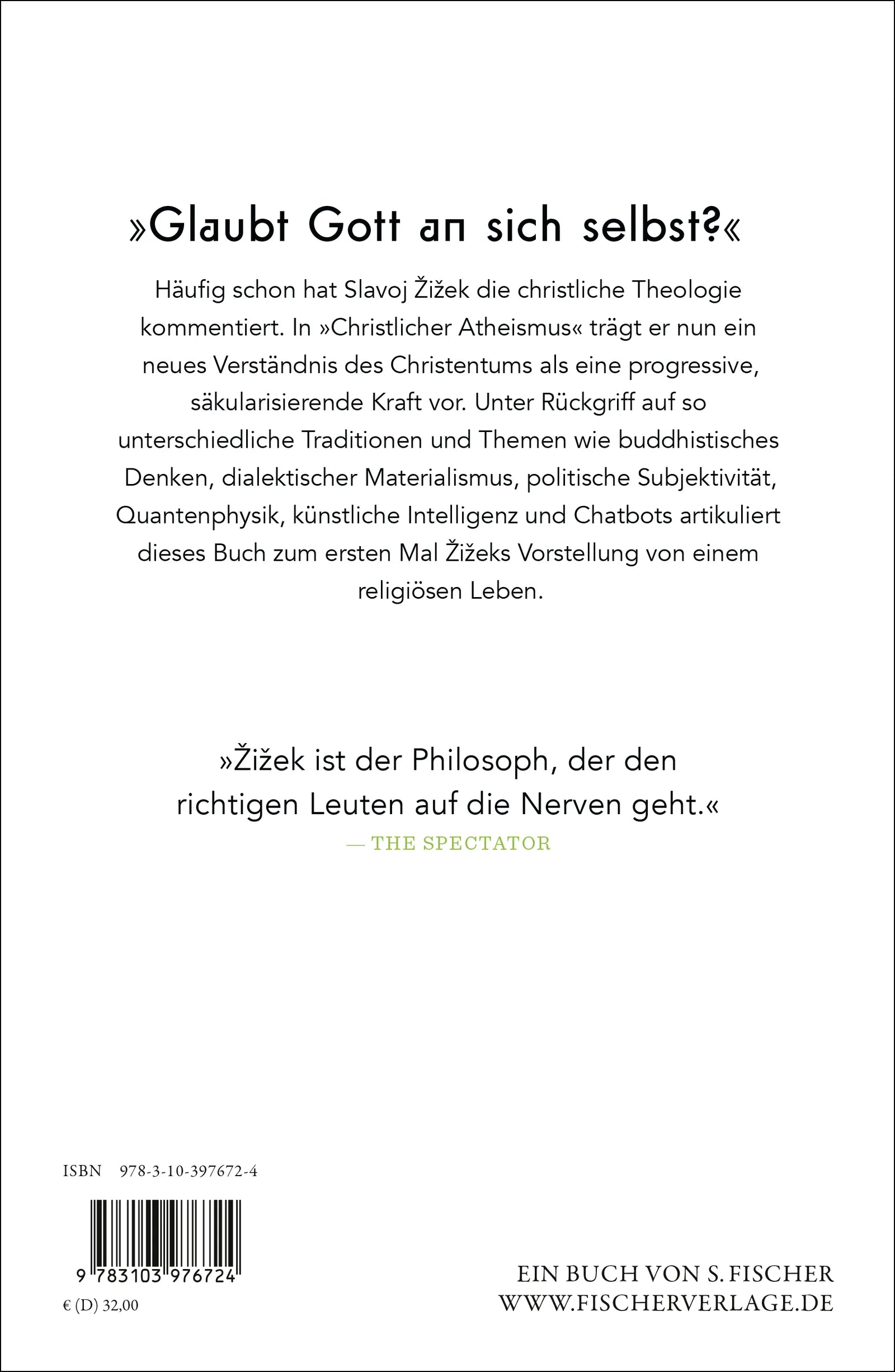 Buchrückseite von 'Christlicher Atheismus' mit Klappentext - Gebundene Ausgabe