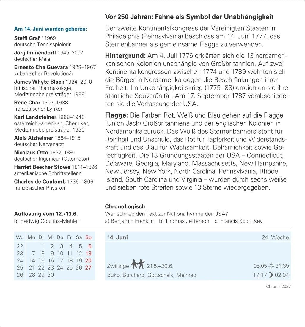 Chronik Tagesabreißkalender 2027 - Kulturkalender - Personen, Ereignisse, Schauplätze – Ansicht