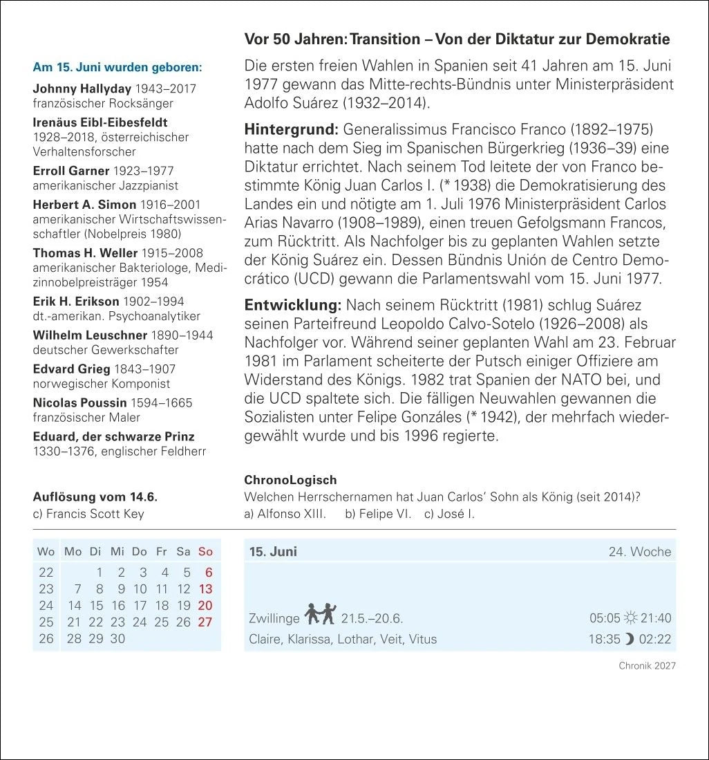 Chronik Tagesabreißkalender 2027 - Kulturkalender - Personen, Ereignisse, Schauplätze – Ansicht