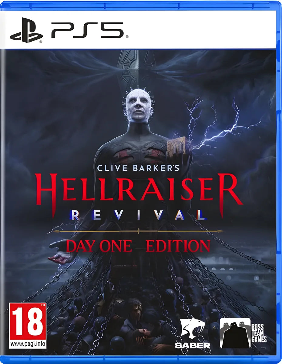 Cover: Clive Barker's Hellraiser: Revival - Day One Edition PEGI für PlayStation 5. Publisher: Saber Interactive
