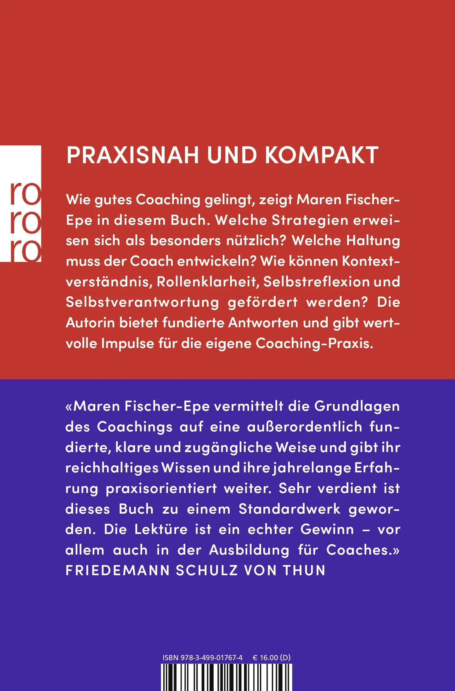 Buchrückseite von 'Coaching: Miteinander Ziele erreichen' mit Klappentext - Taschenbuch