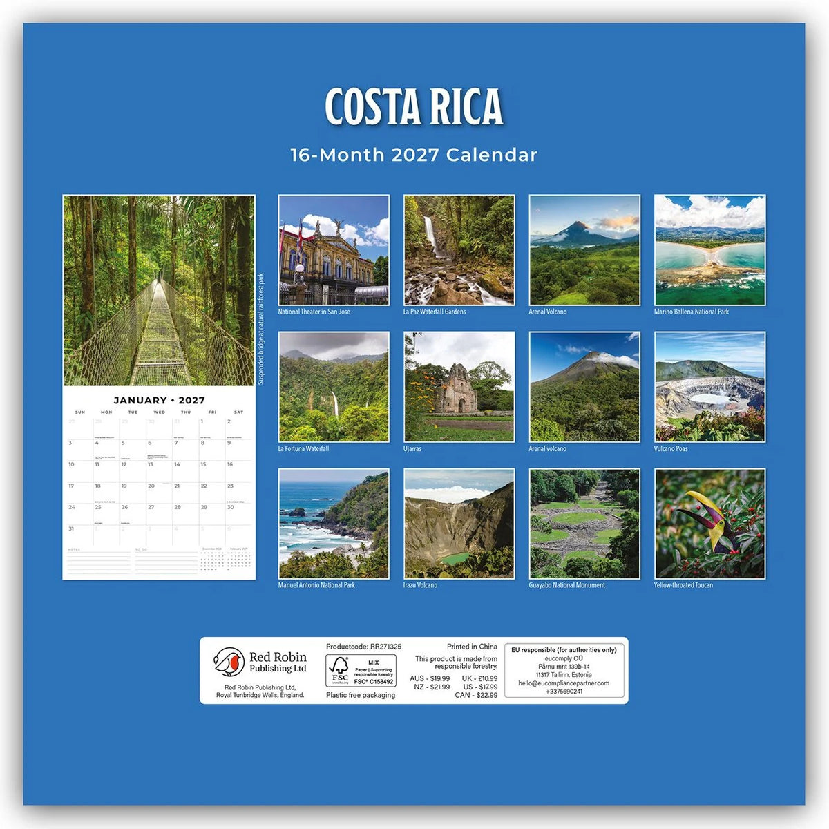 Costa Rica 2027 – 16-Monatskalender – Ansicht