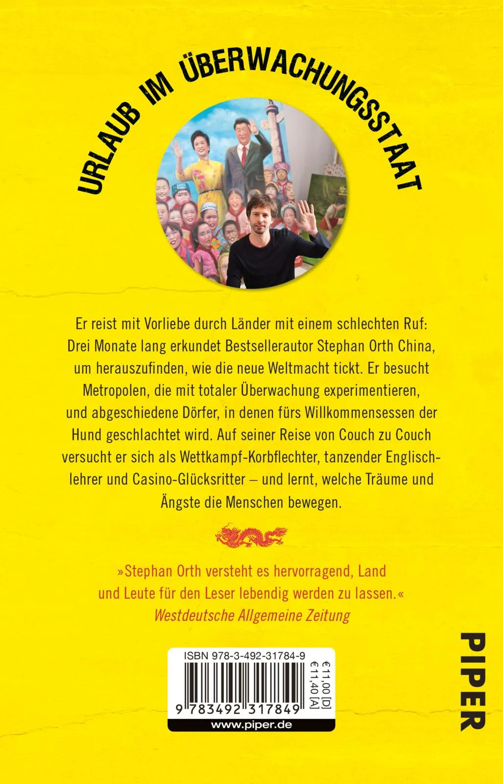 Buchrückseite von 'Couchsurfing in China' mit Klappentext - Taschenbuch