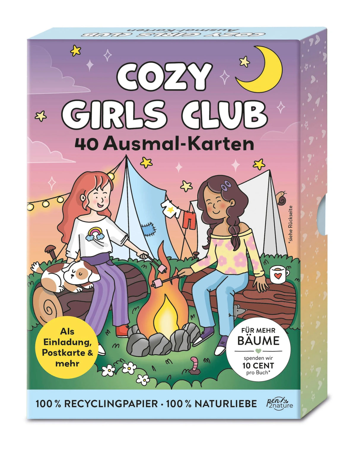 Gesellschaftsspiel: Cozy Girls Club: 40 hochwertige Karten | Entspannt Ausmalen, Gestalten, Verschenken oder Behalten