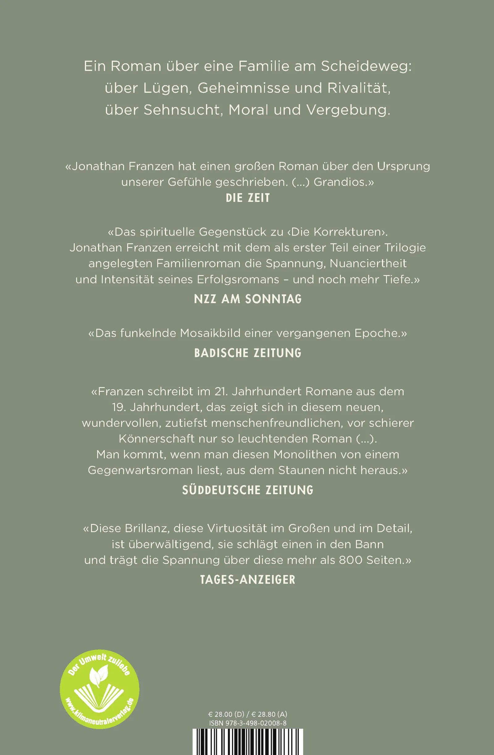 Buchrückseite von 'Crossroads' mit Klappentext - Gebundene Ausgabe