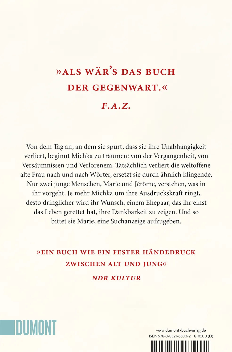 Buchrückseite von 'Dankbarkeiten' mit Klappentext - Taschenbuch