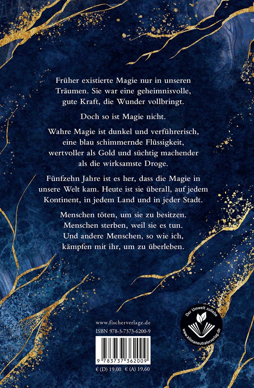 Buchrückseite von 'Dark Sigils – Was die Magie verlangt' mit Klappentext - Gebundene Ausgabe