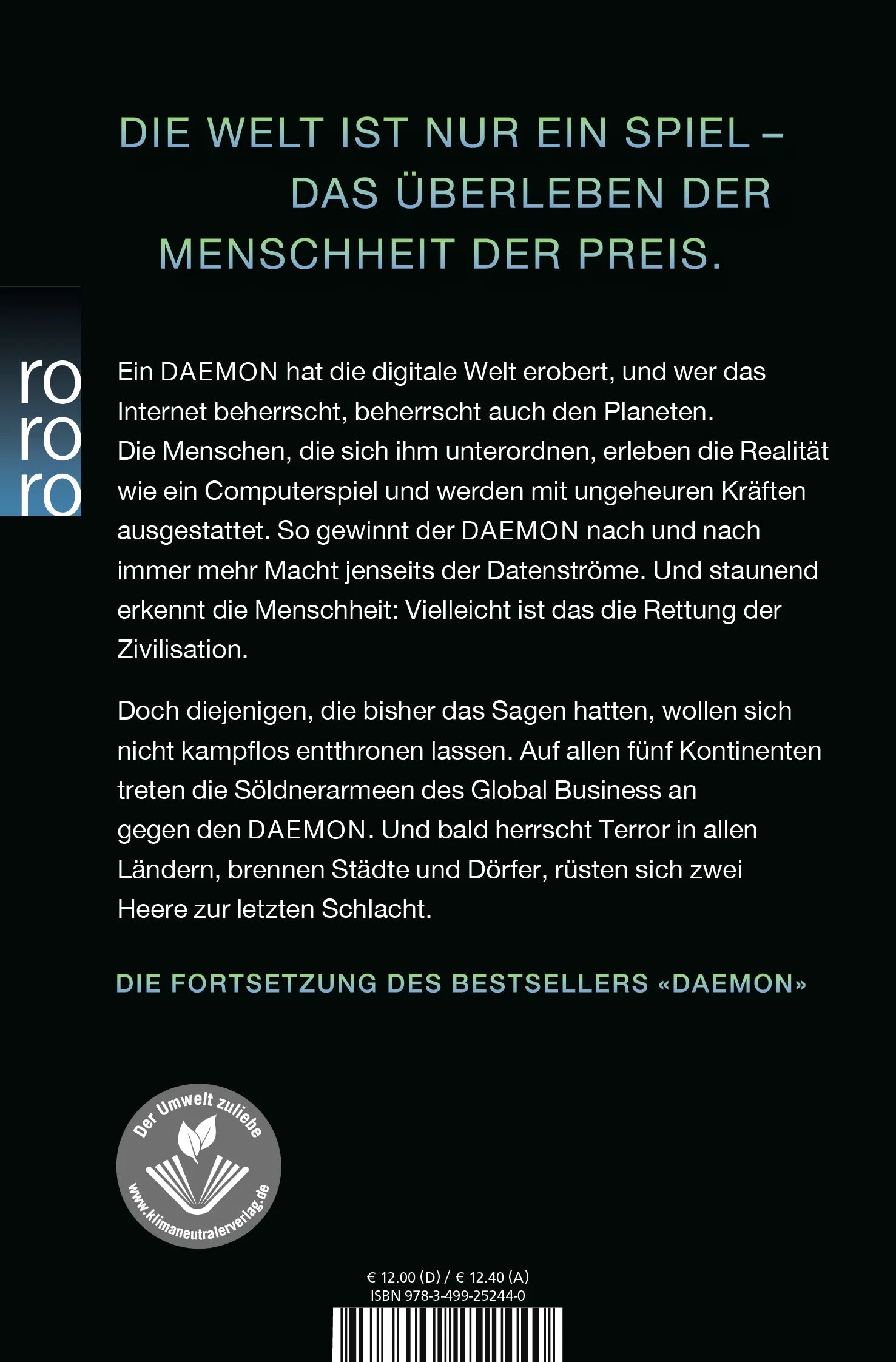 Buchrückseite von 'DARKNET' mit Klappentext - Taschenbuch