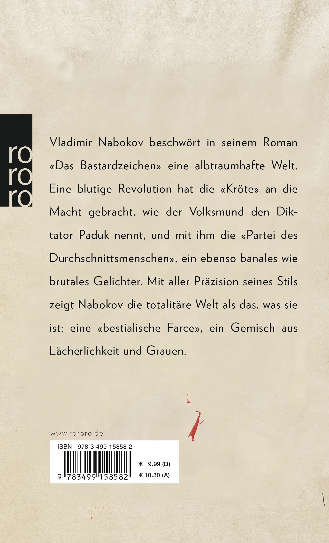 Buchrückseite von 'Das Bastardzeichen' mit Klappentext - Taschenbuch