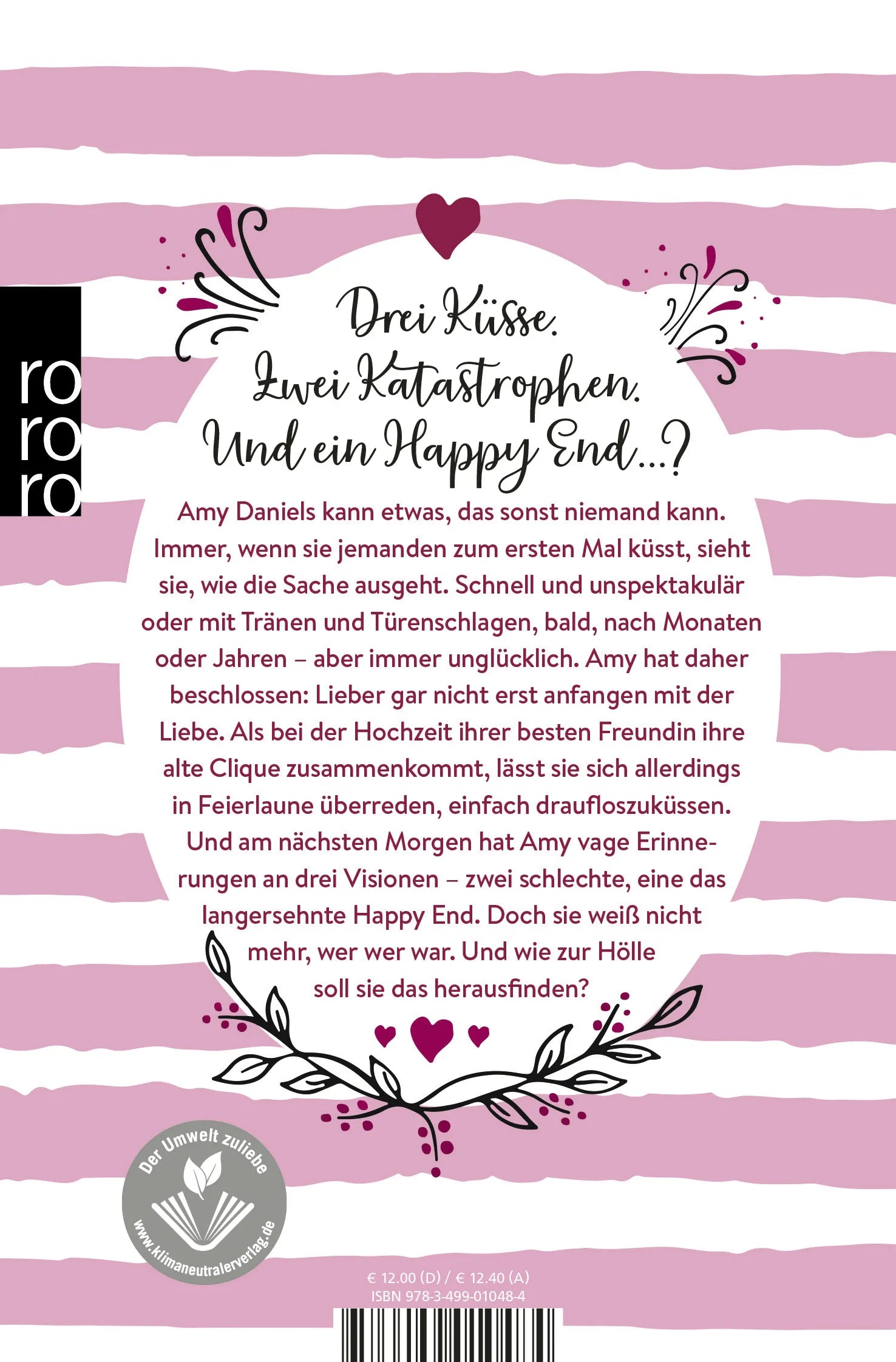 Buchrückseite von 'Das Beste kommt zum Kuss' mit Klappentext - Taschenbuch
