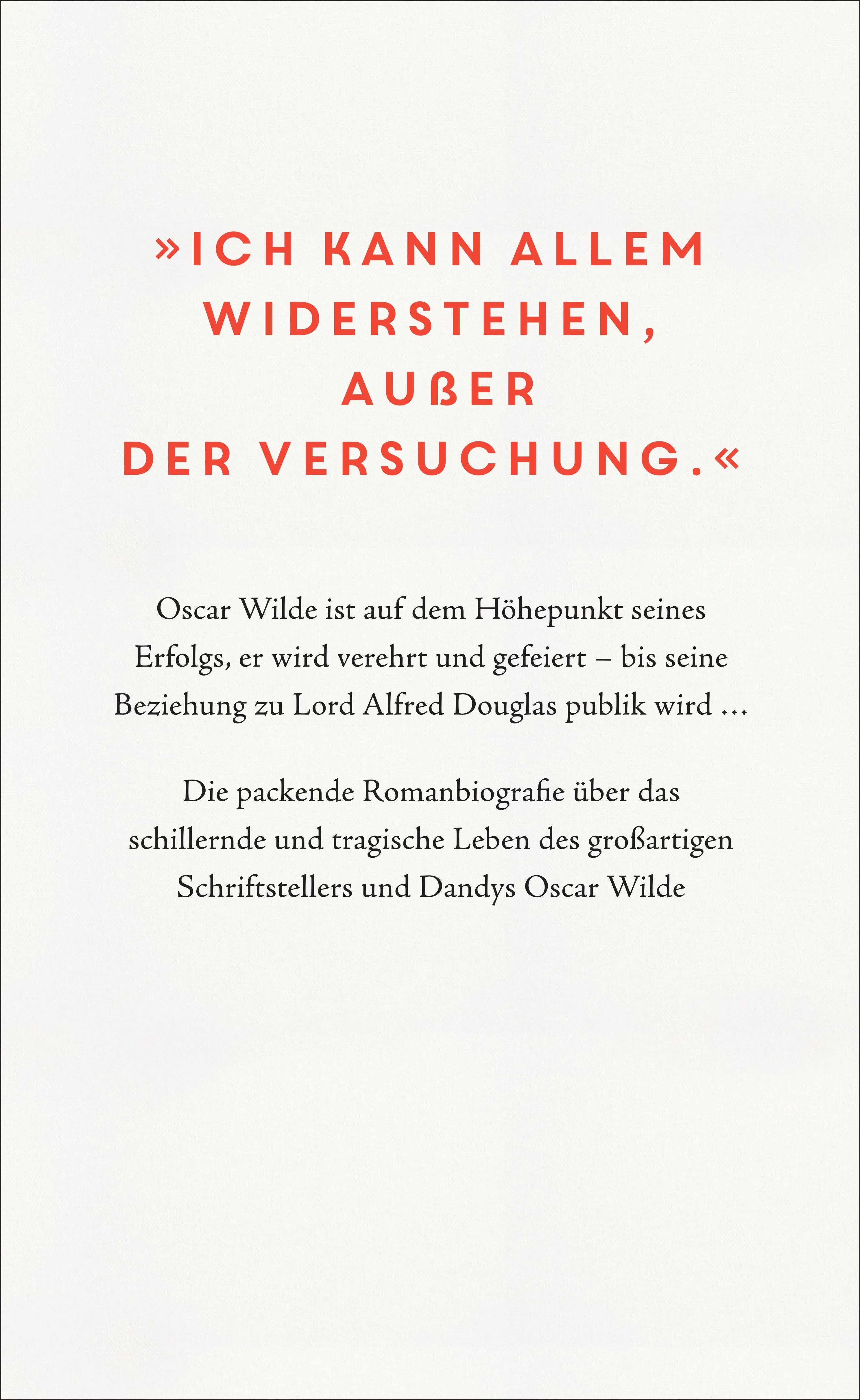 Buchrückseite von 'Das Bildnis des Oscar Wilde' mit Klappentext - Paperback