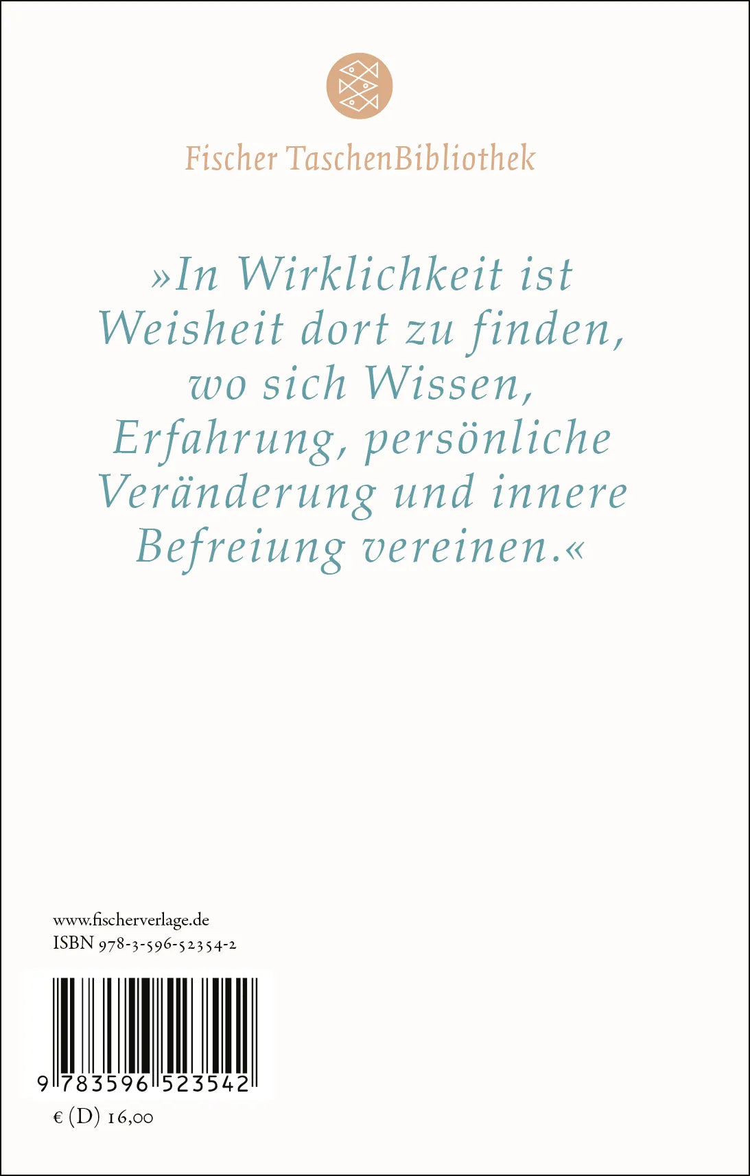 Buchrückseite von 'Das Buch der Weisheit' mit Klappentext - Gebundene Ausgabe
