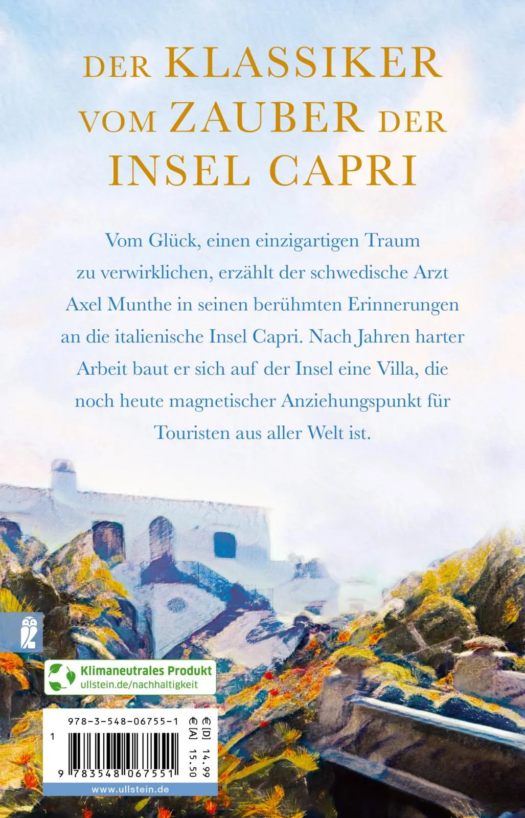 Buchrückseite von 'Das Buch von San Michele' mit Klappentext - Taschenbuch