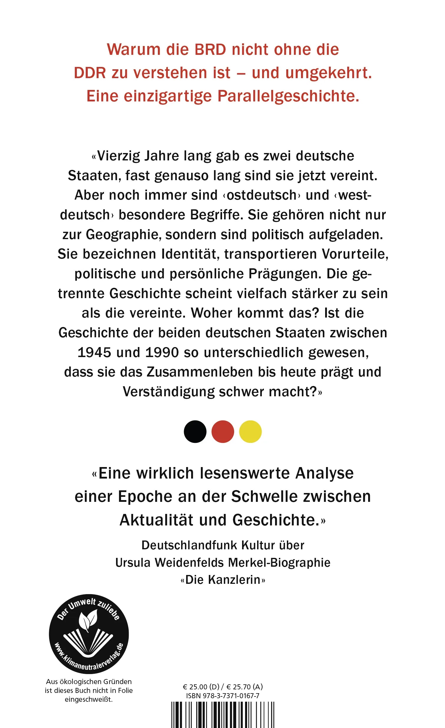 Buchrückseite von 'Das doppelte Deutschland' mit Klappentext - Gebundene Ausgabe