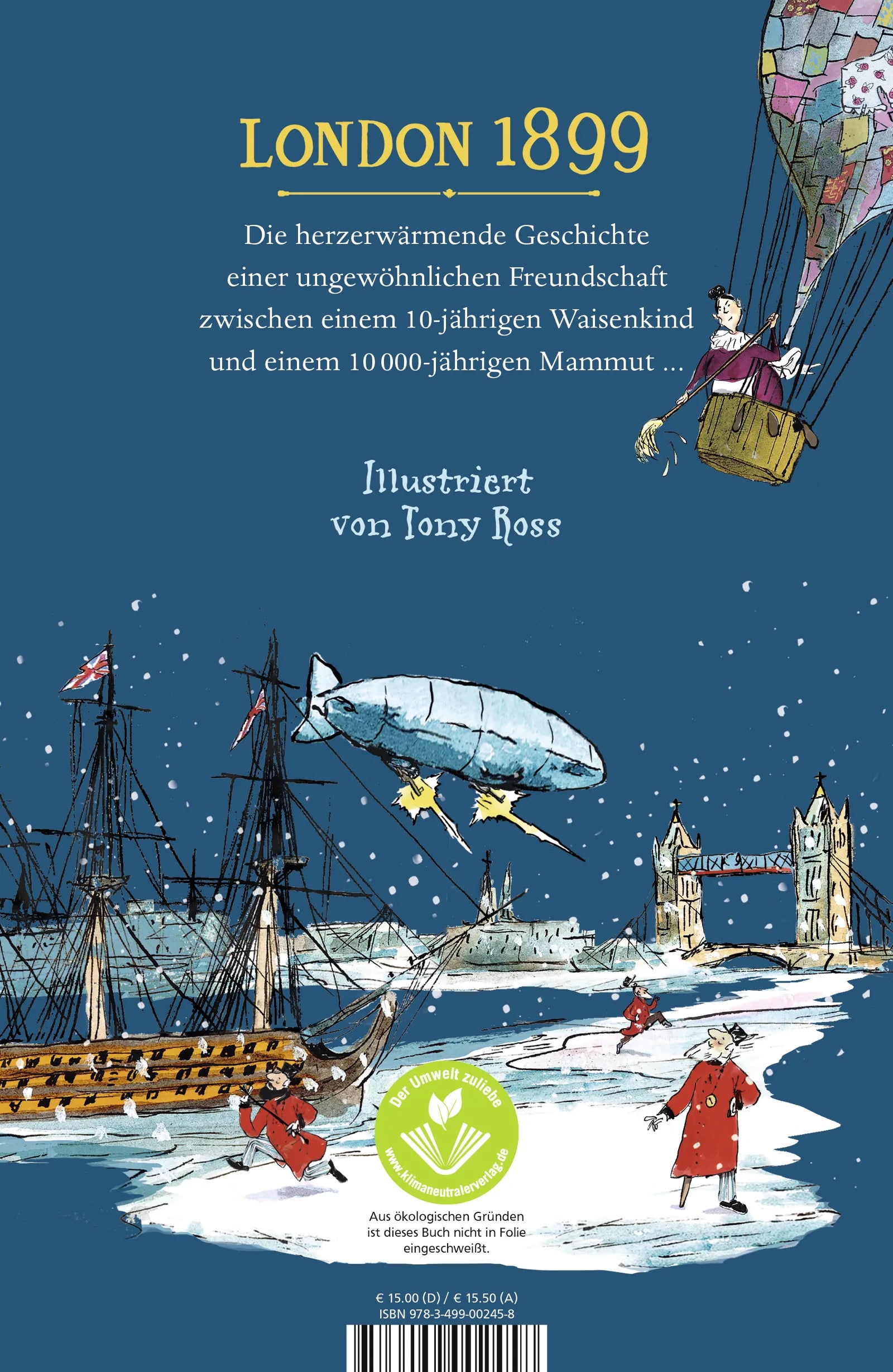 Buchrückseite von 'Das Eismonster' mit Klappentext - Gebundene Ausgabe