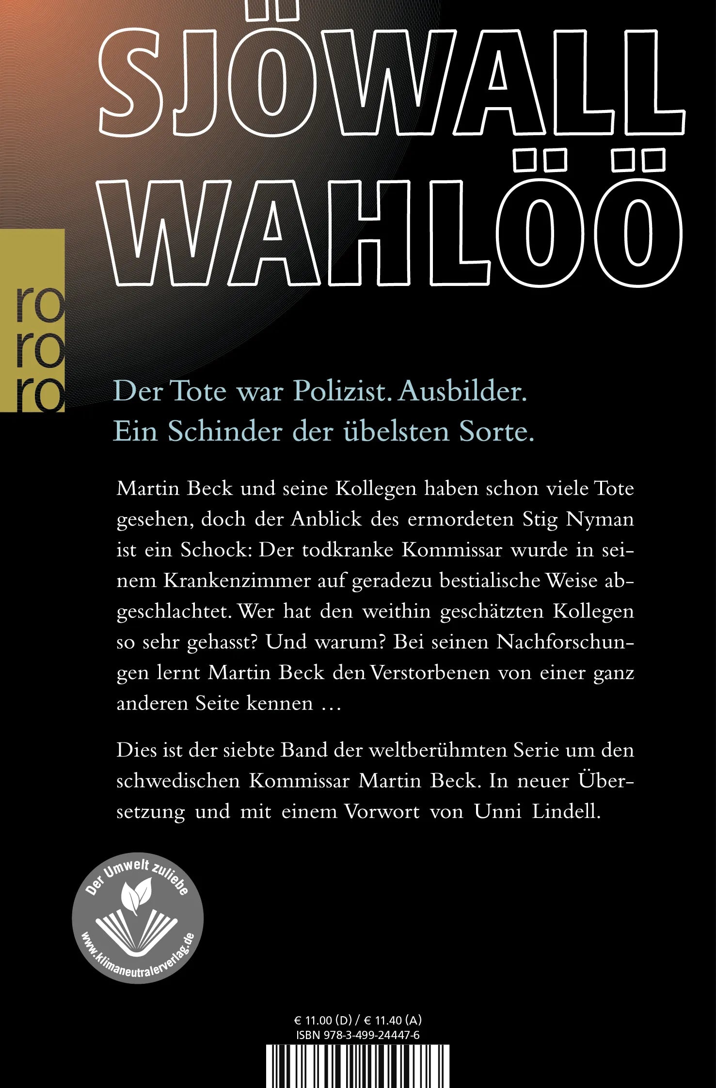 Buchrückseite von 'Das Ekel aus Säffle: Ein Kommissar-Beck-Roman' mit Klappentext - Taschenbuch