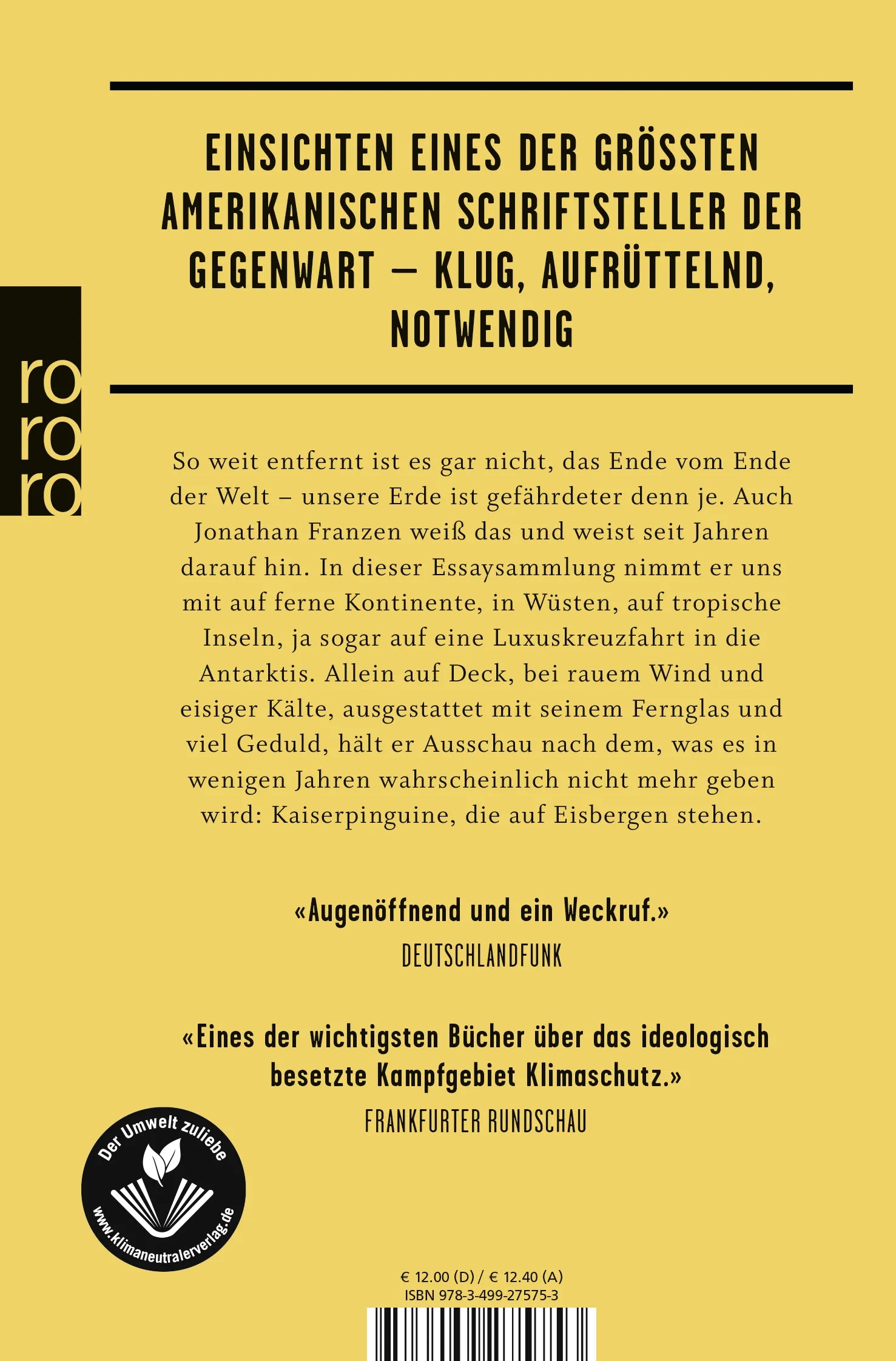 Buchrückseite von 'Das Ende vom Ende der Welt' mit Klappentext - Taschenbuch
