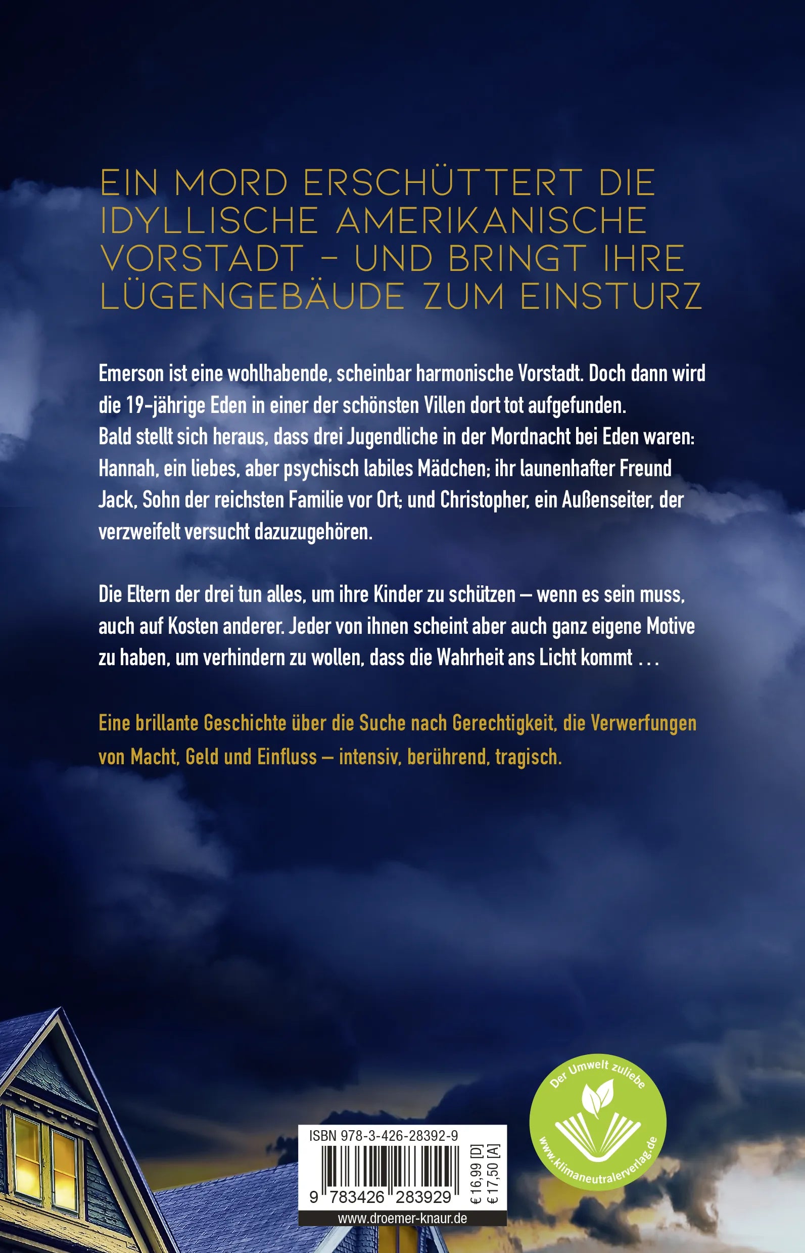 Buchrückseite von 'Das Ende von Eden' mit Klappentext - Paperback